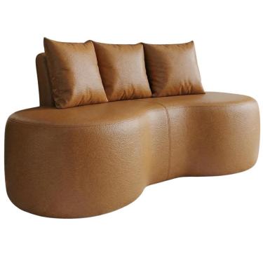 Imagem de Sofá Ibiza 2 Lugares 160cm Caramelo em Corino com Design Orgânico para Sala de Estar Dm...