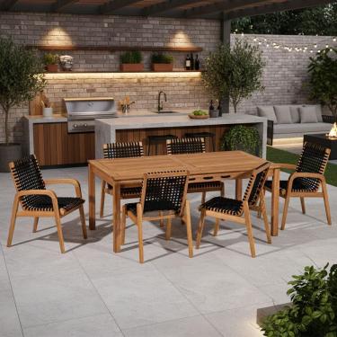 Imagem de Mesa de Jantar Trammare C07 6 Lugares Tampo em MDF com Cadeiras sem Braço e com Braço P...