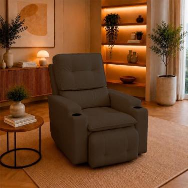 Imagem de Sofá Poltrona do Papai 1 Lugar Retrátil e Reclinável 86CM Marrom Suede Balaqui Decor 86CM