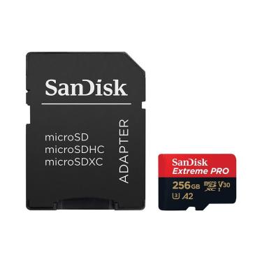 Imagem de Cartão de Memória Micro SD Sandisk Extreme Pro U3 V30 256GB UHD 4K SDSQXCD-256G-GN6MA