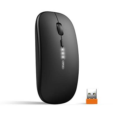 Imagem de Mouse Sem Fio Inphic para Laptop, Mouse Sem Fio Recarregável Silencioso 2.4G Atualizado, Mouse Portátil USB Ultra Slim 1600 DPI para Laptop PC Mac MacBook, Nível de Bateria Visível, Preto