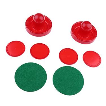 Imagem de Simhoa Dois conjuntos de esportes de quatro discos de goleiros e goleiros de feltro Air Hockey - vermelho, P