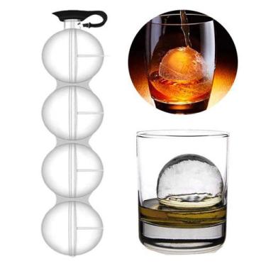 Imagem de Forma Plástica 4 Gelos Bola Esferas Grande Bebida Bar Whisky - Garota