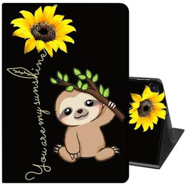 Imagem de Capa para Samsung Galaxy Tab S6 Lite 10,4 polegadas modelo 2022/2020, capa inteligente de couro PU, suporte ajustável com função automática de hibernar e despertar, girassol e preguiça