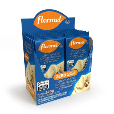 Imagem de Barra de Chocolate Branco Zero Flormel com Pedaços de Cookies - 12 Unidades De 20G-Unissex