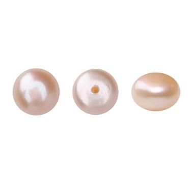 Imagem de BEADIA Miçangas de pérolas naturais meio perfuradas rosa 6,5-7 mm 12 peças AAA contas de pedras preciosas soltas cultivadas em água doce para fazer joias de brinco DIY