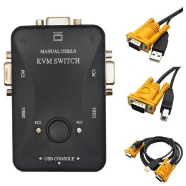 Imagem de Chaveador Kvm Usb 2.0 Switch 3 Portas Usbb 3 Usba 2 Cabosvga - Sobralt