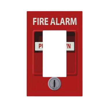 Imagem de LOLREAI Placa de parede personalizada decorativa capa de interruptor de luz vermelha alarme de incêndio divertido presente único interruptor de balancim 1 gangue capas decora placa de interruptor de