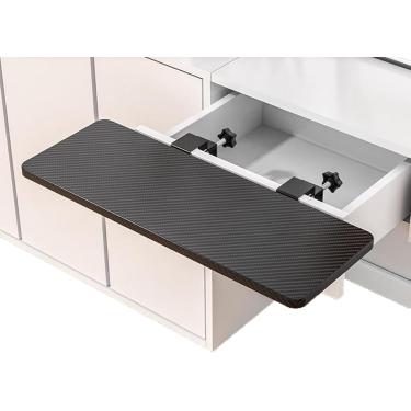 Imagem de Conjunto de trilhos de fixação para teclado, suporte para teclado Bandeja extensora de mesa ergonômica Bandeja de gaveta para teclado Extensão de mesa dobrável Suporte para teclado de comput