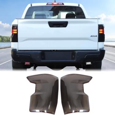 Imagem de Aunginsy Capa de lâmpada de luz traseira compatível com Nissan Frontier 2022-2025 Capa de lâmpada traseira traseira com moldura preta fumê moldura capa de acabamento capa de proteção de farol traseiro
