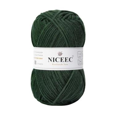 Imagem de NICEEC 1 novelo de lã macia - fio acrílico para tricô penteado fio de qualidade para artesanato faça você mesmo fio de mistura de lã para fio de cobertor de crochê (100 g, 153 m) - verde