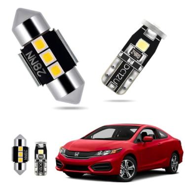 Imagem de EASY EAGLE Luzes LED interiores de carro para Honda-Civic-Sedan-Coupe-Hatchback-2006-2015: Kit de 9 peças lâmpadas LED brancas - Super brilhante 6000K + ferramenta de instalação