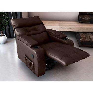 Imagem de Poltrona Reclinável Commander Revestimento Sintético Marrom