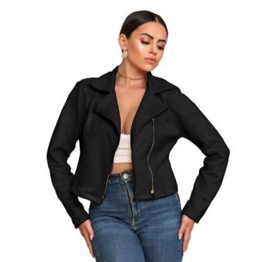 Imagem de Jaqueta Suede Camurça Feminina Preta Estilosa Donna Martins, Preto, G