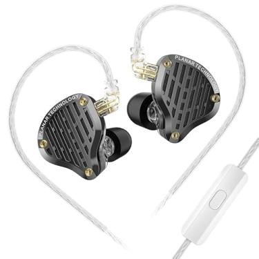 Imagem de FEDAI KZ PR3 Fones de ouvido intra-auriculares de metal planar com fio, monitor de graves Hi-Fi, fones de ouvido com cancelamento de ruído (preto, com microfone)