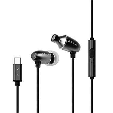 Imagem de AZLA AIM C Fones de ouvido diários USB-C com fio com microfone – som cristalino, ajuste confortável DAC – fones de ouvido USB-C para iPhone 15, iPhone 16, fones de ouvido com fio (preto)