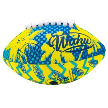 Imagem de Wahu 100% Waterproof Mini Beach Football with Real Laces for in and Out of Water Play, 6.5" Outdoor Mini Football for Pool and Beach Games, Teal/Yellow