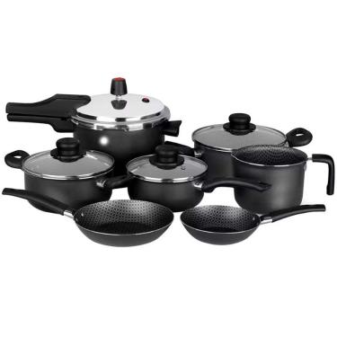 Imagem de Conjunto De Panelas 7 Peças Multiflon Gourmet Antiaderente Preto