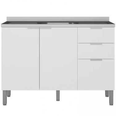 Imagem de Balcão Bartira Universal Com 2 Portas E 3 Gavetas Branco Fosco