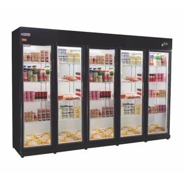 Imagem de Expositor Auto Serviço Refrigerados Frilux 5 Portas Preto E Branco Vidro Duplo 127v Rf-024