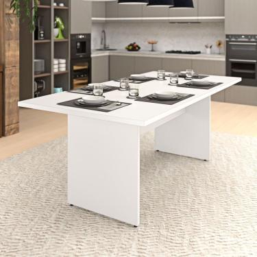 Imagem de Mesa De Jantar 6 Lugares Cozinha 200x100cm Mdp Branco