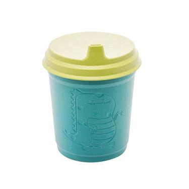 Imagem de Copo Infantil Antivazamento Com Tampa E Bico Baby Dino Azul Verde 450ml Lyor