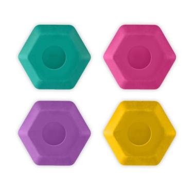 Imagem de Borracha ergonomica hexagonal colorjoy com 04 unidades - Leonora