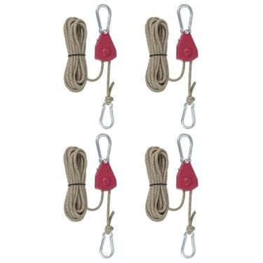 Imagem de PATIKIL 4 peças cabides de corda ajustáveis, 1/20.3 cm x 4.0 m Ratchet Grow Light Hangers Refletor Reforçado Engrenagem Interna Catraca para Pendurar Caiaque, Vermelho