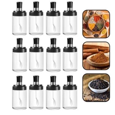 Imagem de Porta Tempero em Vidro 12 Unidades com Colher Sal, Açucar, Potes de Temperos Condimentos