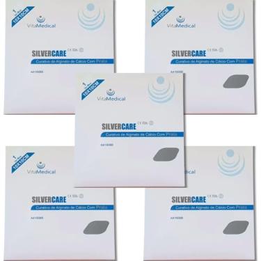 Imagem de Silvercare Alginato de Calcio com Prata 10cm x 10cm Vitamedical | 5 Unidades