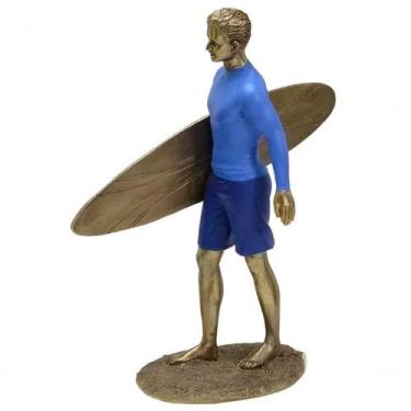 Imagem de Estatueta Decorativa Surfista Prancha Escultura Resina 26cm - OUTRAS M