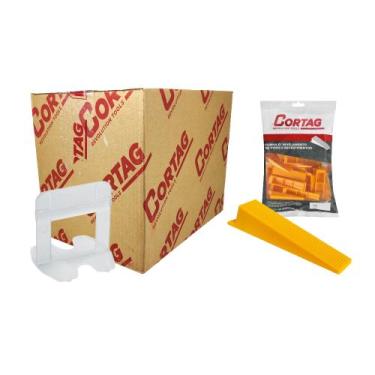 Imagem de Kit 2000 Espaçador Nivelador Porcelanato + 400 Cunhas Cortag, 2,0mm