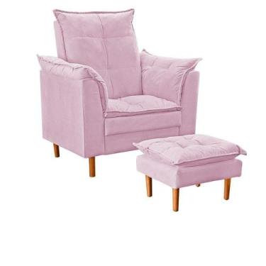 Imagem de Poltrona Decorativa Sala De Estar Quarto Leitura Azera Suede Rosê - Bl