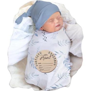 Imagem de Cobertor de bebê Ylsteed 81x81 cm Soft Blue Leaves