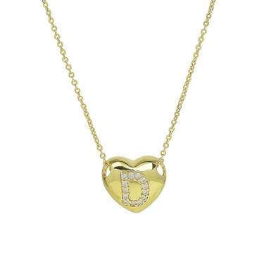 Imagem de 1 conjunto de coração de letra A a Z banhado a prata, colar feminino, colar feminino, joia fina, presente para mamãe, 44.5cm, Cobre, Sem Pedra Preciosa