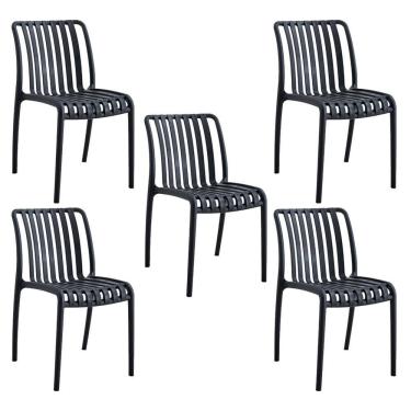 Imagem de Kit 5 Cadeiras Monoblocos área Externa Ipanema Com Proteção Uv Preta G56 - Gran Belo
