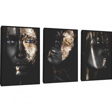 Imagem de Quadro Decorativo Mulher Negra Maquiagem Com Moldura Preto