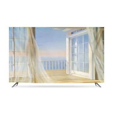 Imagem de Capa de TV Capas contra poeira moderna LED/LCD protetor de tela macia 81-201 cm capa de exibição interna para pendurar monitor curvo de mesa para televisões computador azul-1||65 polegadas