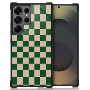 Imagem de DAIZAG Capa para Samsung Galaxy S25 Ultra, amortecedores de quatro cantos, antiderrapante, capa protetora com absorção de choque para meninas e meninos - tabuleiro de xadrez verde