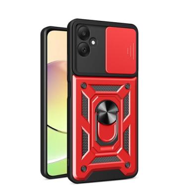 Imagem de RKINC Capa para Samsung Galaxy A05 com capa deslizante para câmera e anel giratório com suporte de grau militar à prova de choque com suporte magnético para carro, vermelho