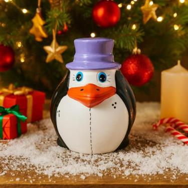 Imagem de Pinguim Decorativo Natalino com Cartola - Ana Cerâmica