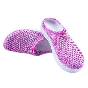 Imagem de Dawwoti Chinelos femininos antiderrapantes cor sólida sandália plana ajustável, Rosa, 34 BR