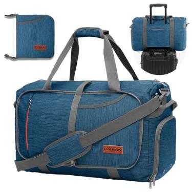 Imagem de Canway Bolsa de viagem dobrável, Azul Egeu, 40L, Bolsas de mão para aviões