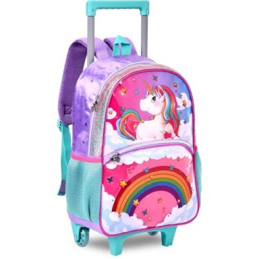 Imagem de Mochila Infantil com Rodinha, Clio, Unicórnio, G, Estojo e Lancheira