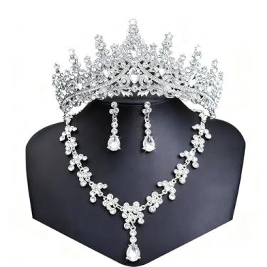 Imagem de Ranfare Conjunto de 3 peças de coroa de rainha barroca, brincos de tiara, colar, tiara de cristal, tiaras e coroas, Strass, Strass