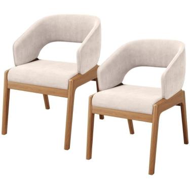 Imagem de Kit 02 Cadeiras De Jantar E Estar Living Estofada Lince L02 Suede Bege - Lyam Decor