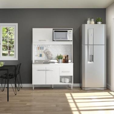 Imagem de Armário De Cozinha Para Kitnet 122x188cm Mdp Menu Móveis Branco