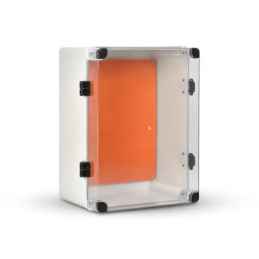 Imagem de Caixa Painel Elétrico Quadro Comando Plastico 40X30X20Cm Cinza Tampa Transparente IP66