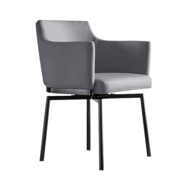 Imagem de Cadeiras de jantar giratórias de 180°, cadeira de jantar estofada ergonômica com encosto automático e apoio de braço pernas de aço carbono D 1 peça