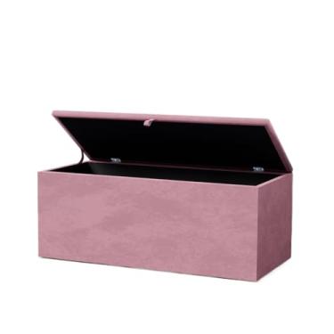 Imagem de Baú Grande Retangular em Veludo 90x40x44cm (Rosê)